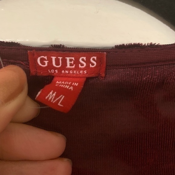 GUESS Maroon & Black Kimono with Tassles Med /Large - Picture 2 of 8